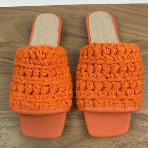 Womens Shekudo Amaro Knit Orange Leather Comfort Casual Slide Sandals Size EU 41